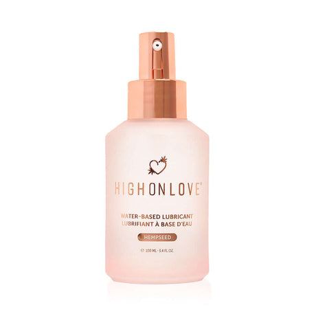 HighOnLove Water-Based Lubricant 3.4 Oz bottle with pump for smooth and comfortable glide.