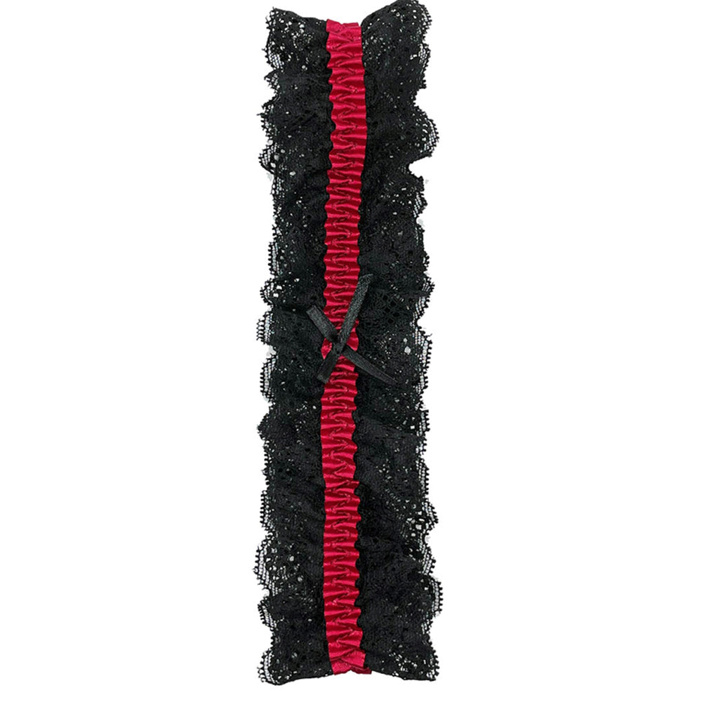 Popsi Lingerie Lace Garter Black and Red One Size