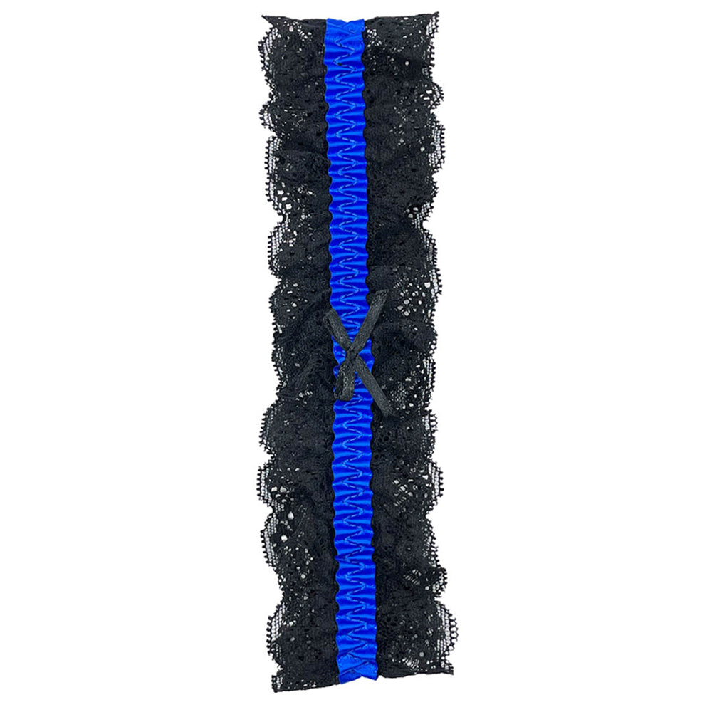 Popsi Lingerie Lace Garter Black and Blue One Size