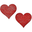 Popsi Heart Shaped Glitter Pasties Red One Size in sparkling heart shapes, perfect for enhancing lingerie looks.