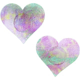 Popsi Lingerie Heart Shape Hologram Pasties Pink OS - Image 2