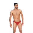 Popsi Men's Microfiber Open Back Underwear Red L XL worn by a model showcasing the sleek design and flattering fit.