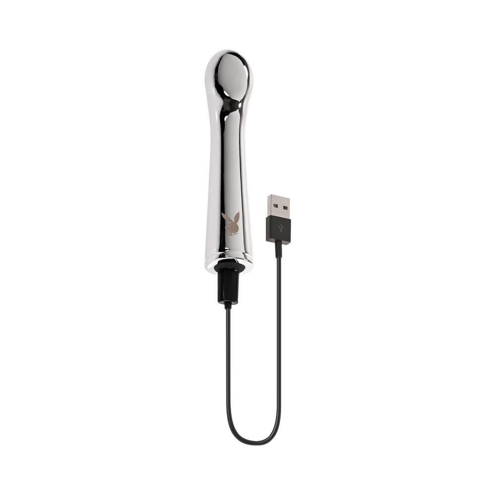 Playboy Swoon Rechargeable Vibrator Aluminum Platinum