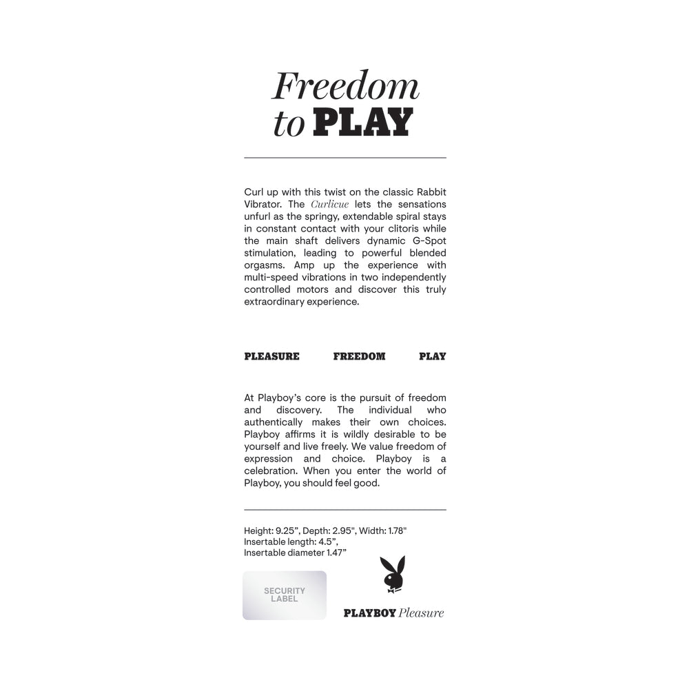 Playboy Curlicue Rechargeable Dual Stim Vibrator Silicone Acai