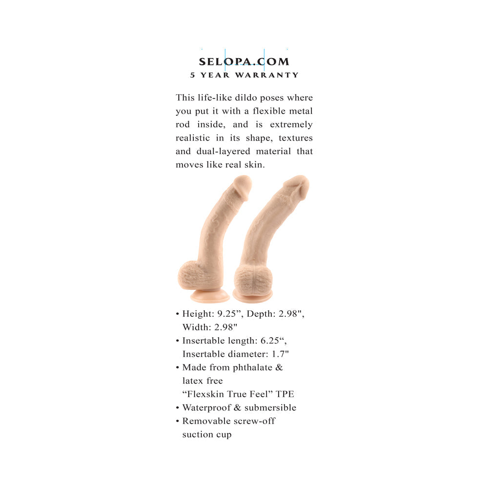 Selopa Natural Feel Flexskin Bendable Dildo with Moving Material 7 inches Light