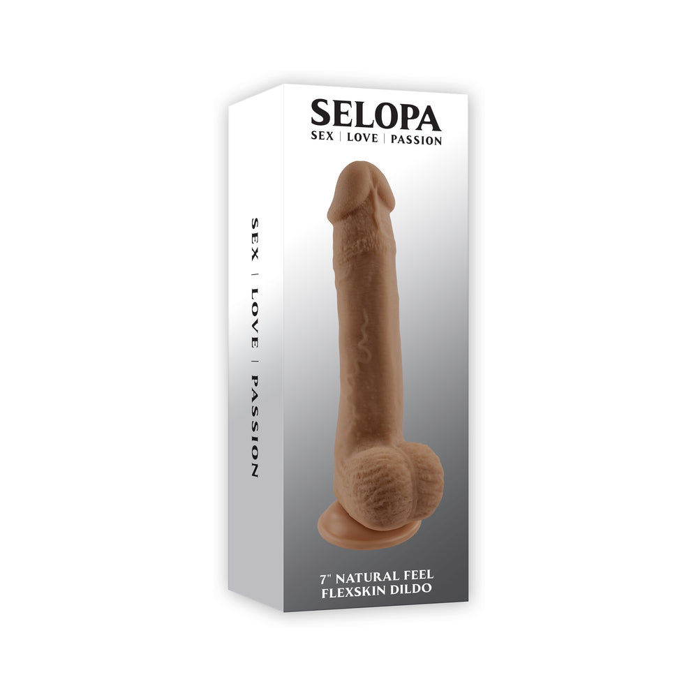 Selopa Natural Feel Flexskin Bendable Dildo with Moving Material 7 inches Dark