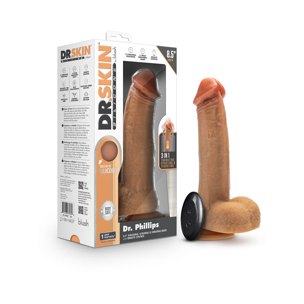 Dr. Skin Silicone Dr. Phillips Thrusting Dildo 8.5 inches Tan
