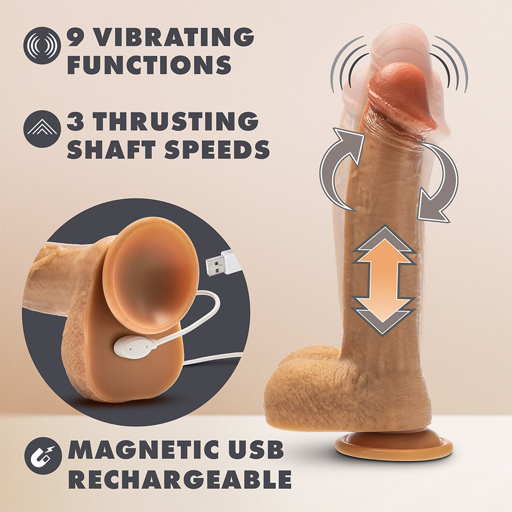 Dr. Skin Silicone Dr. Phillips Thrusting Dildo 8.5 inches Tan
