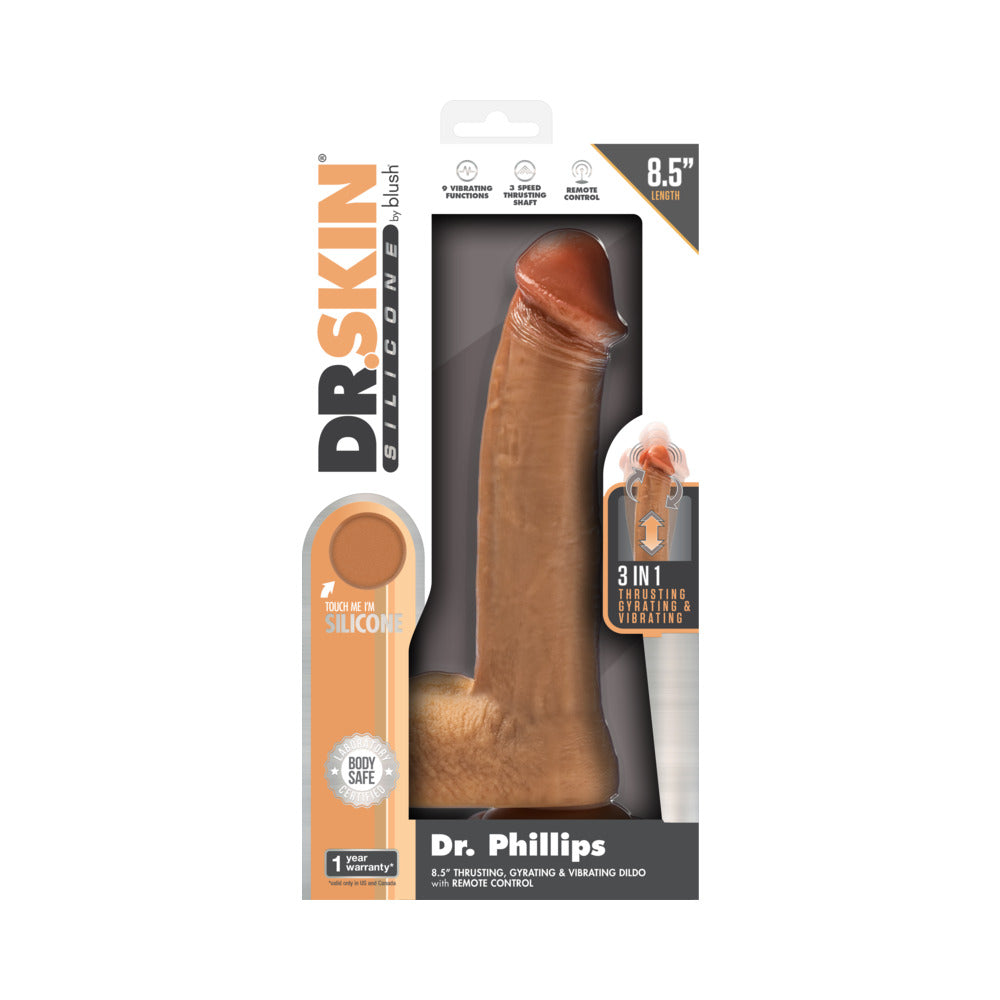 Dr. Skin Silicone Dr. Phillips Thrusting Dildo 8.5 inches Tan