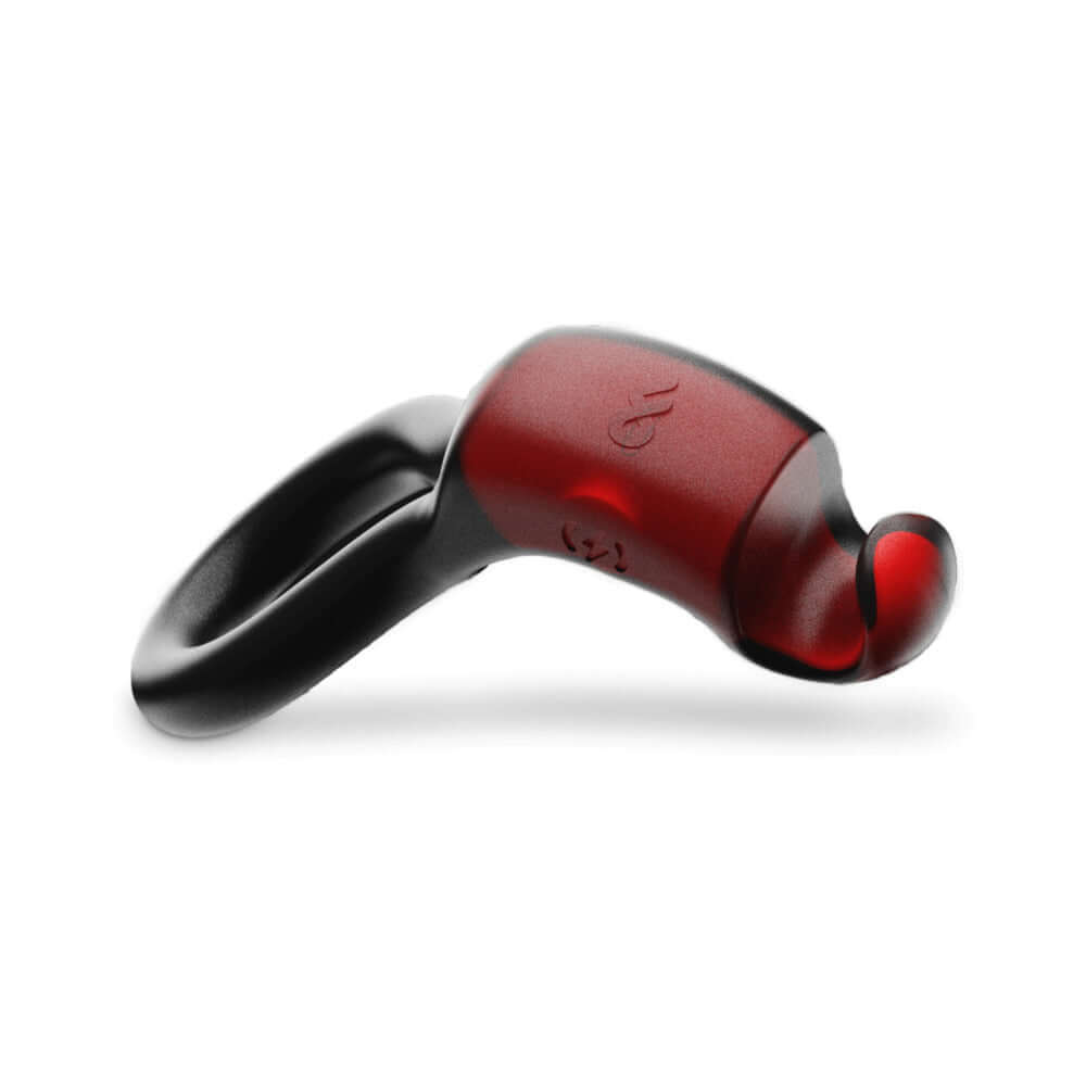 FirmTech Tech Ring in black and red, designed for tracking erectile health and enhancing pleasure.