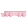 HighOnLove Mini Sensual Massage Candles Collection in elegant pink packaging with five unique candles.