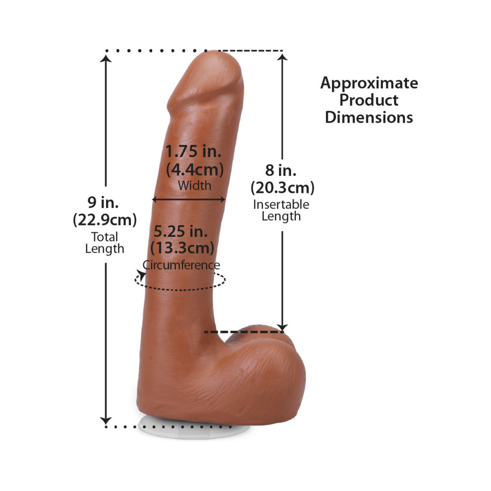 The Realistic Cock 9 inches ULTRASKYN Vac-U-Lock Dildo with Balls Caramel