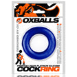 Oxballs Cock-T Silicone Comfort Cock Ring Blue in packaging, made of soft liquid platinum silicone for comfort and durability.