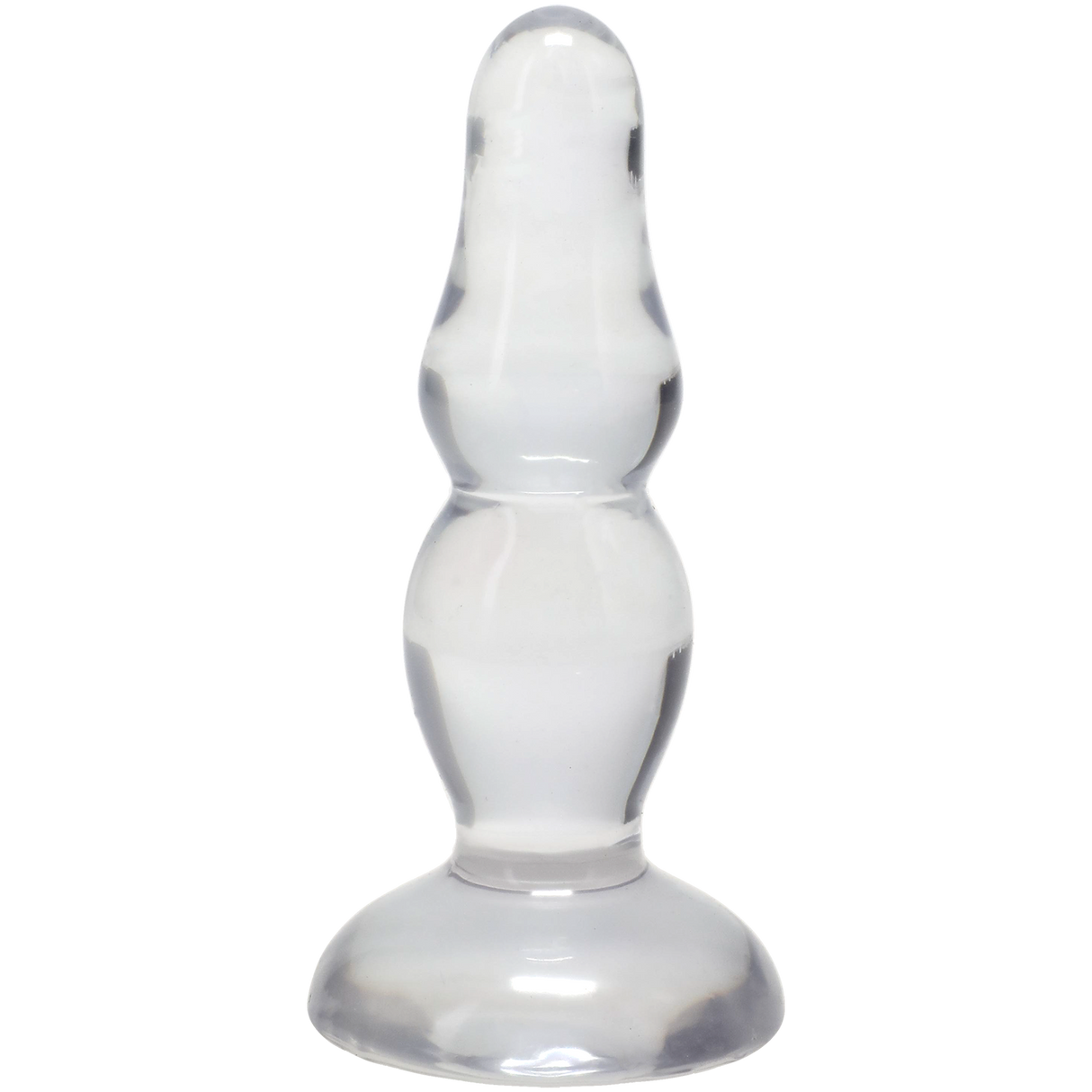 Crystal Jellies Novice Pop Plug 4 Inch Clear - beginner-friendly anal plug with a tapered tip.