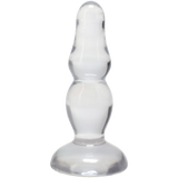 Crystal Jellies Novice Pop Plug 4 Inch Clear - beginner-friendly anal plug with a tapered tip.