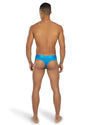 Envy Artic Bolt Thong Blue Large Xl displayed from the back on a male model, highlighting its vibrant arctic blue color.