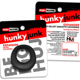 Oxballs Expander Slimmer Scoop Style Cockring Black Fog on packaging showing velvet-smooth finish and lightweight design.
