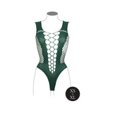 Le Desir V-Neck Teddy with Opaque Panels Midnight Green OS