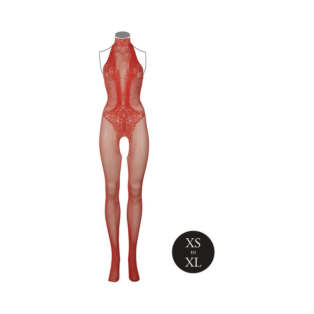 Le Desir Fishnet and Lace Bodystocking Sunset Glow O/S