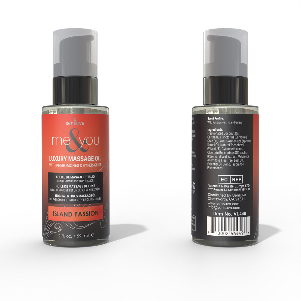 Sensuva Me & You Pheromone-Infused Luxury Massage Oil Island Passion 2 oz.