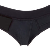 SpareParts Tomboi Cover Brief Style Underwear Harness Black XS, close-up of the black fabric and design details.