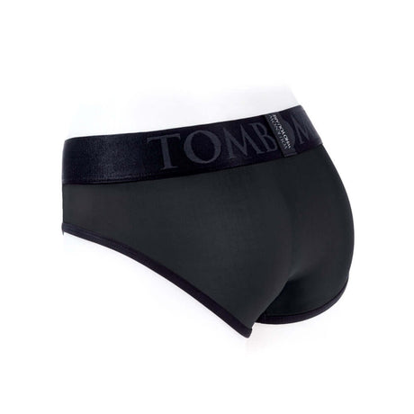 SpareParts Tomboi Cover Brief Style Underwear Harness Black M side view showcasing sleek design and comfortable fit.