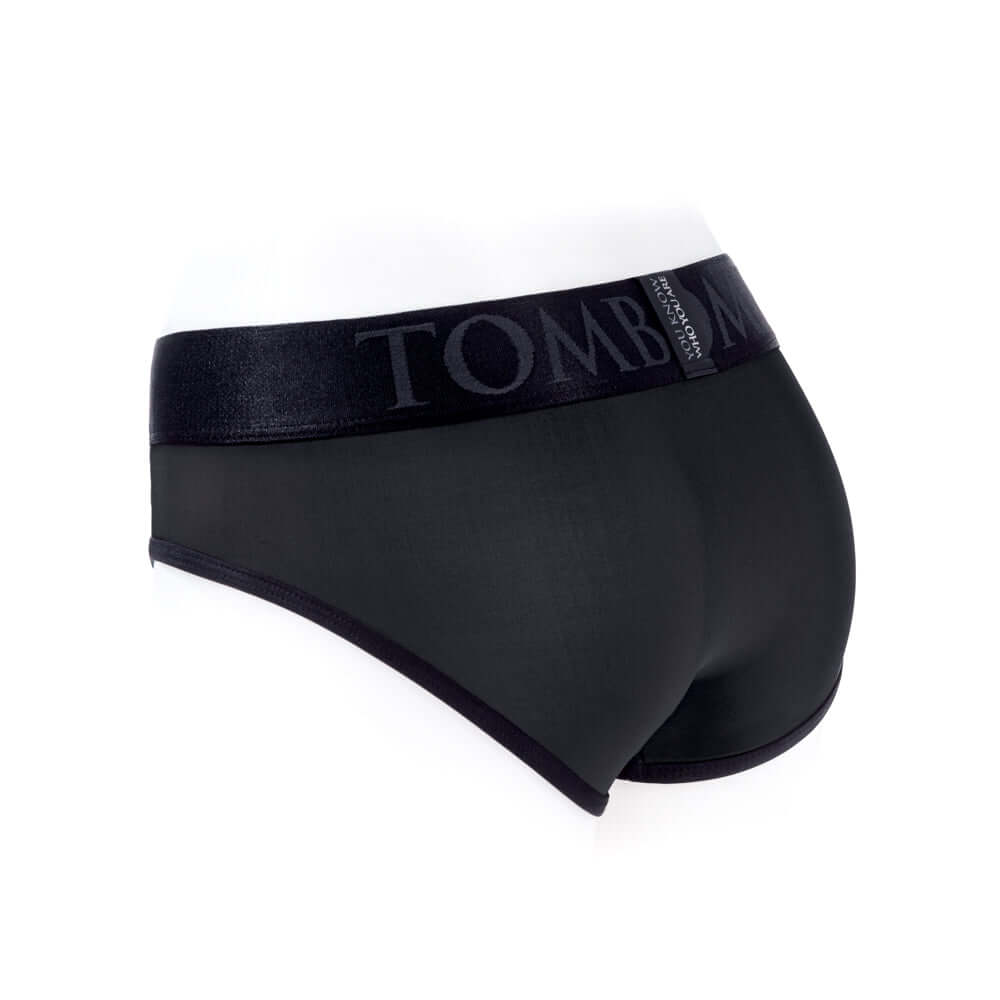 SpareParts Tomboi Cover Brief Style Underwear Harness Black XL side view showcasing comfortable fit and stylish design