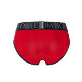 SpareParts Tomboi Cover Brief Style Underwear Harness Red XS back view, showing smooth red fabric and logo waistband.