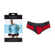 SpareParts Tomboi Cover Brief Style Underwear Harness Red XL packaging and product image.