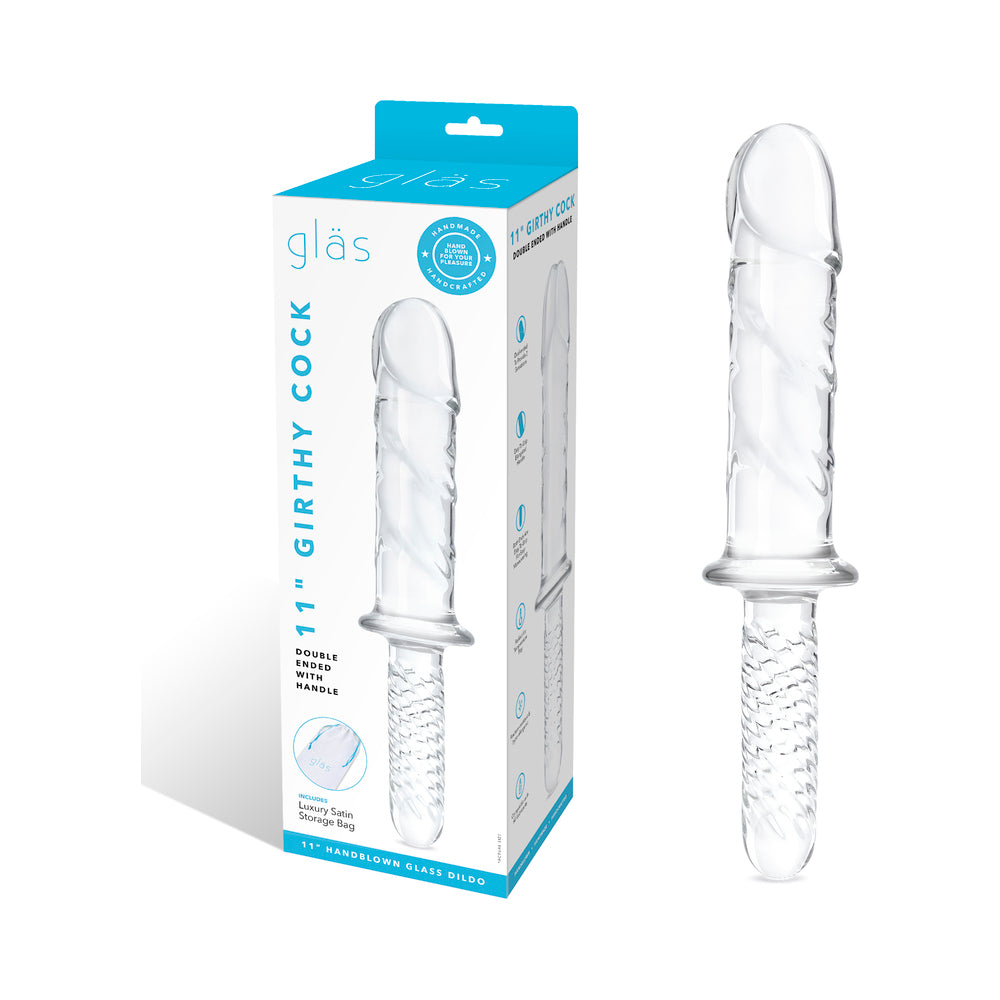Glas 11 inches Girthy Cock Double Ended with Handle