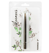 Bloomers Fuchsia 5 Inch Beginner Vibrator Silver in packaging with floral designs.
