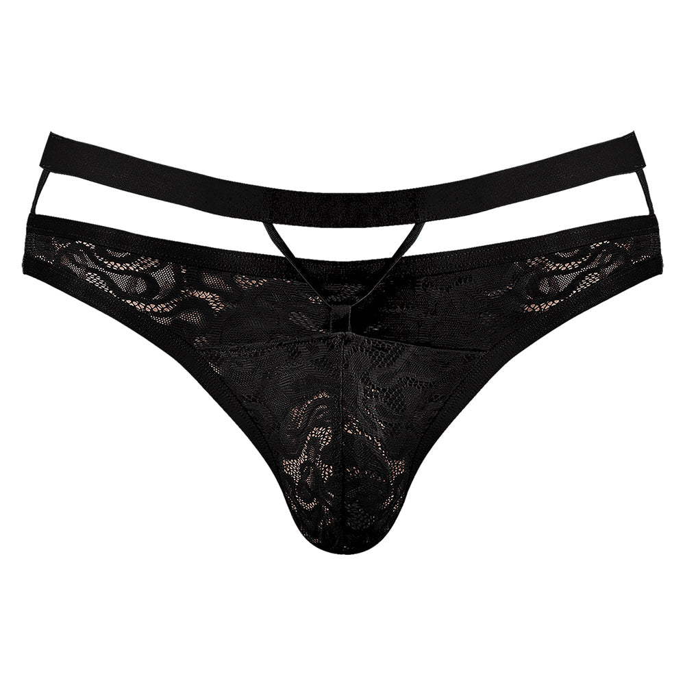 Male Power Lucifer Cut Out Strappy Thong Black S/M