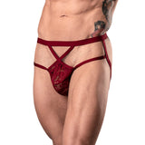 Male Power Lucifer Strappy Jock Burgundy L/XL