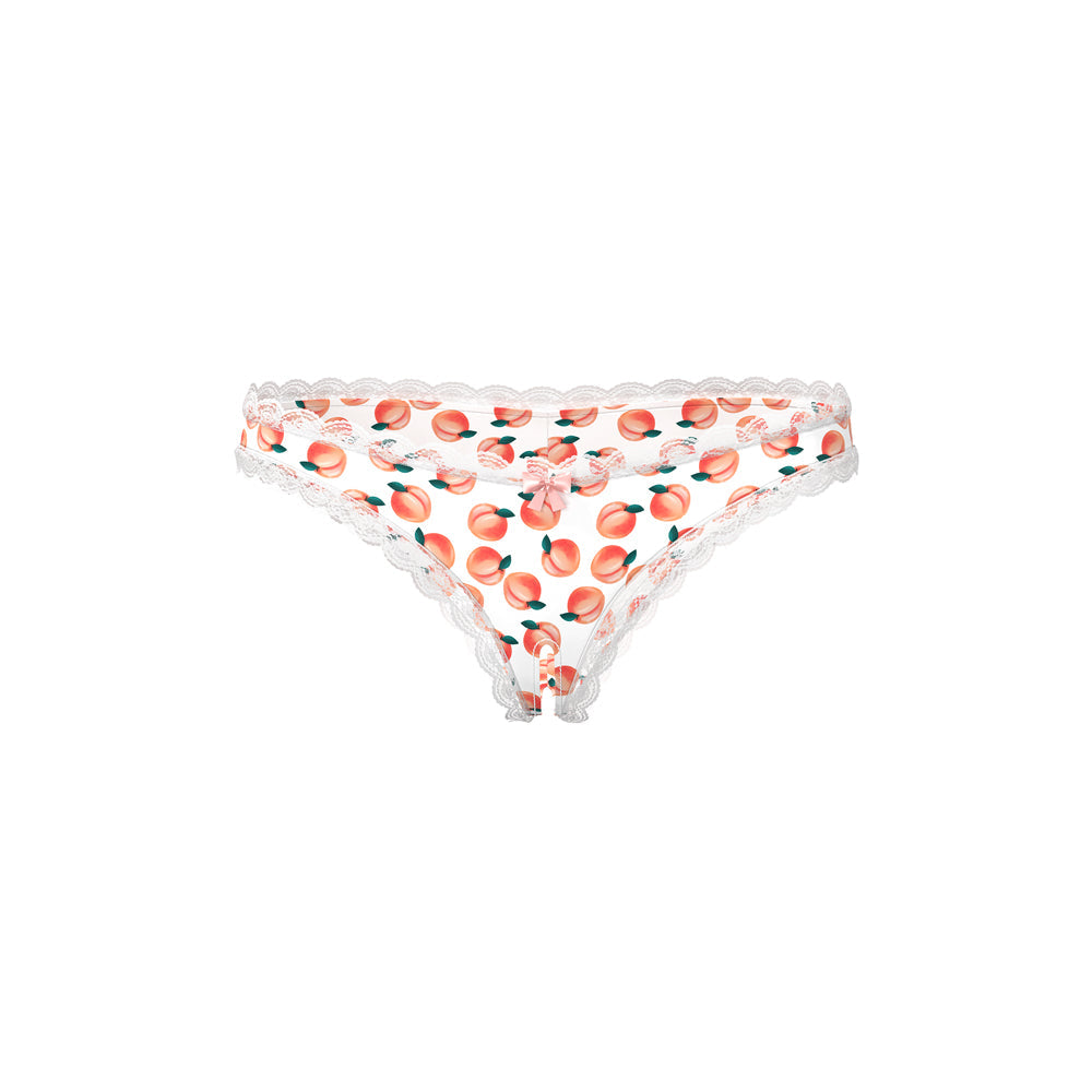 Magic Silk Sweet Treats Crotchless Boy Short with Lube Peach S/M
