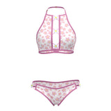 Magic Silk Daisy Halter Bralette & Panty Set Daisy Print Queen Size