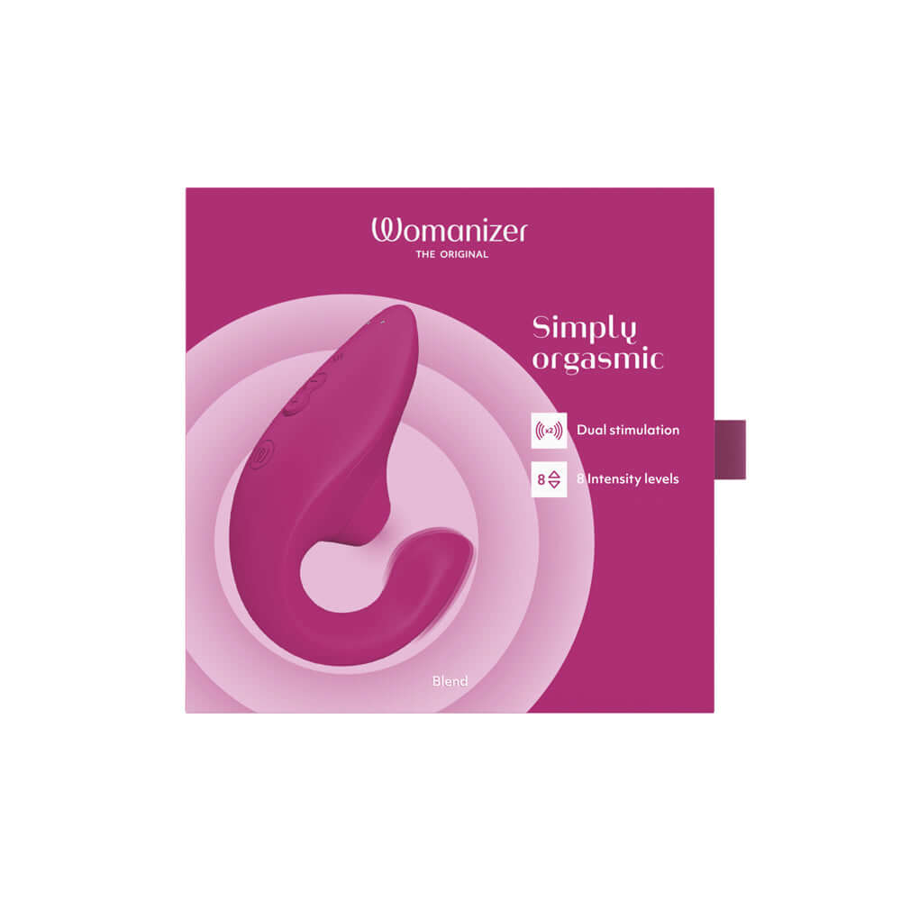 Womanizer Blend Rechargeable Silicone Vibrator with Clitoral Stimulator - Vibrant Pink