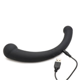Master Series 10X Vibra-Crescent Vibrating Silicone Dual Ended Dildo Black