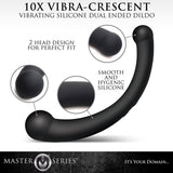 Master Series 10X Vibra-Crescent Vibrating Silicone Dual Ended Dildo Black
