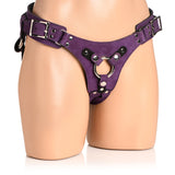Strap U Bodice Deluxe Leather Corset Harness Purple