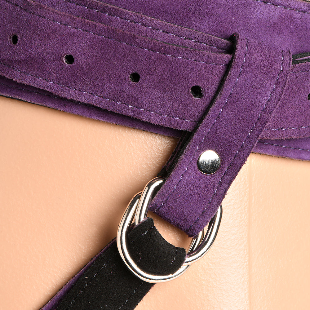 Strap U Bodice Deluxe Leather Corset Harness Purple
