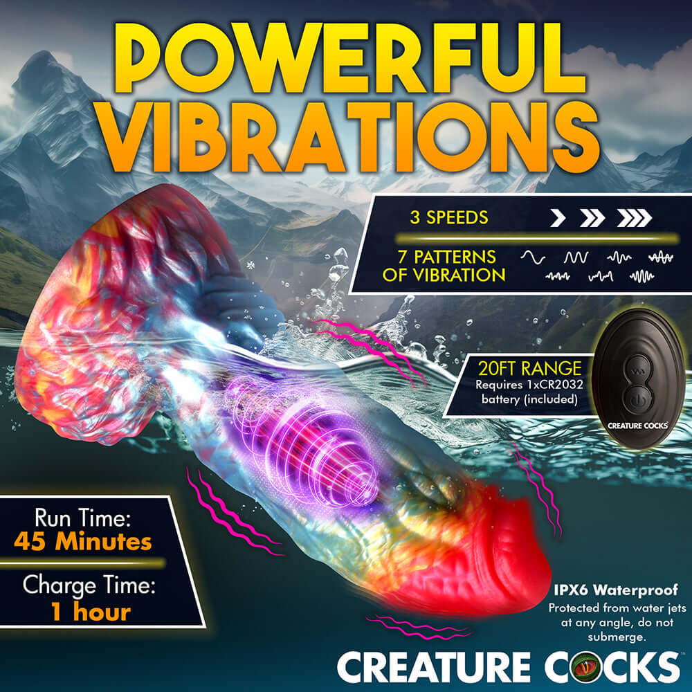 Creature Cocks Rainbow Phoenix Vibrating Silicone Dildo