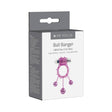 Me You Us Ball Banger Cock Ring Purple packaging showcasing vibrating cock ring with three metal balls for enhanced stimulation.
