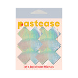 Pastease Petite Plus X Holographic Silver Cross Nipple Pasties