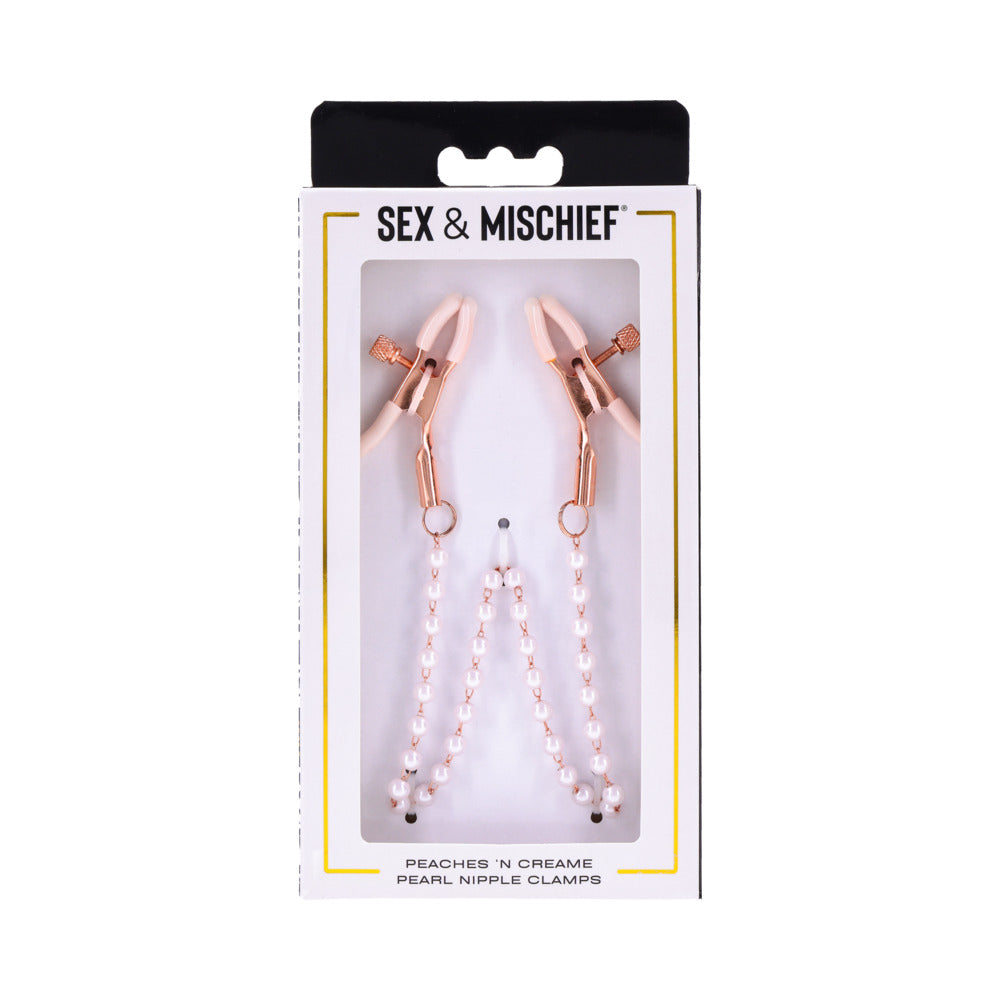 Sportsheets Sex & Mischief Peaches 'n CreaMe Pearl Nipple Clamps