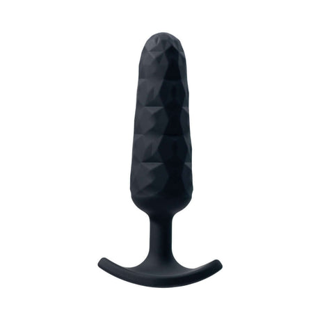 VeDO Trio Anal Plug Set Black, a textured silicone anal plug designed for pleasure, showcasing its unique shape and functionality.
