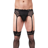 Prowler Lace Garter Set Black L