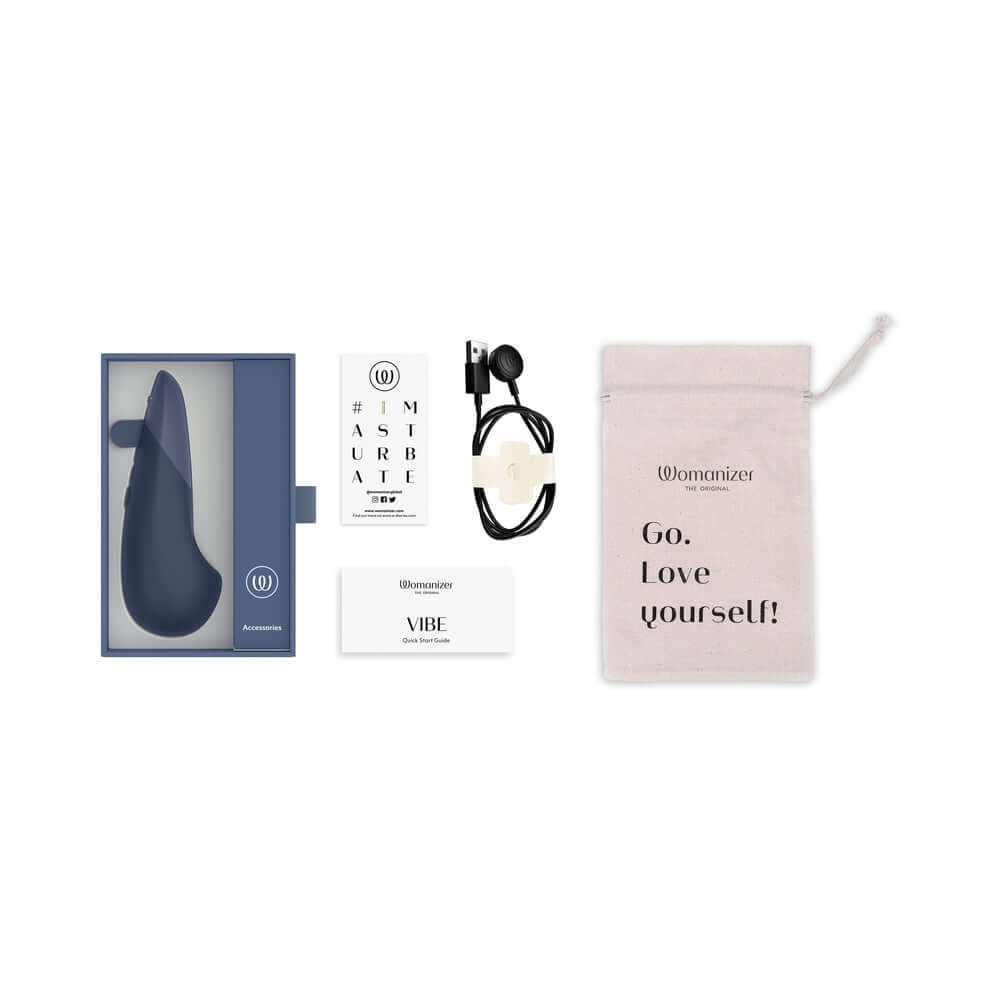Womanizer Vibe Rechargeable Silicone Clitoral Vibrator - Dark Blue