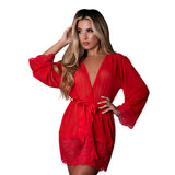 Magic Silk Sugar High 3/4 Sleeve Robe Red S/M