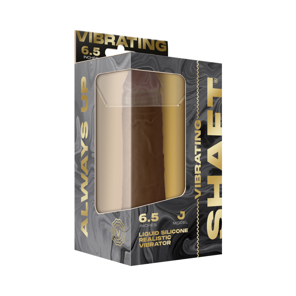 Shaft Vibrating Model J: 6.5 inch Dual Density Silicone Dildo Oak