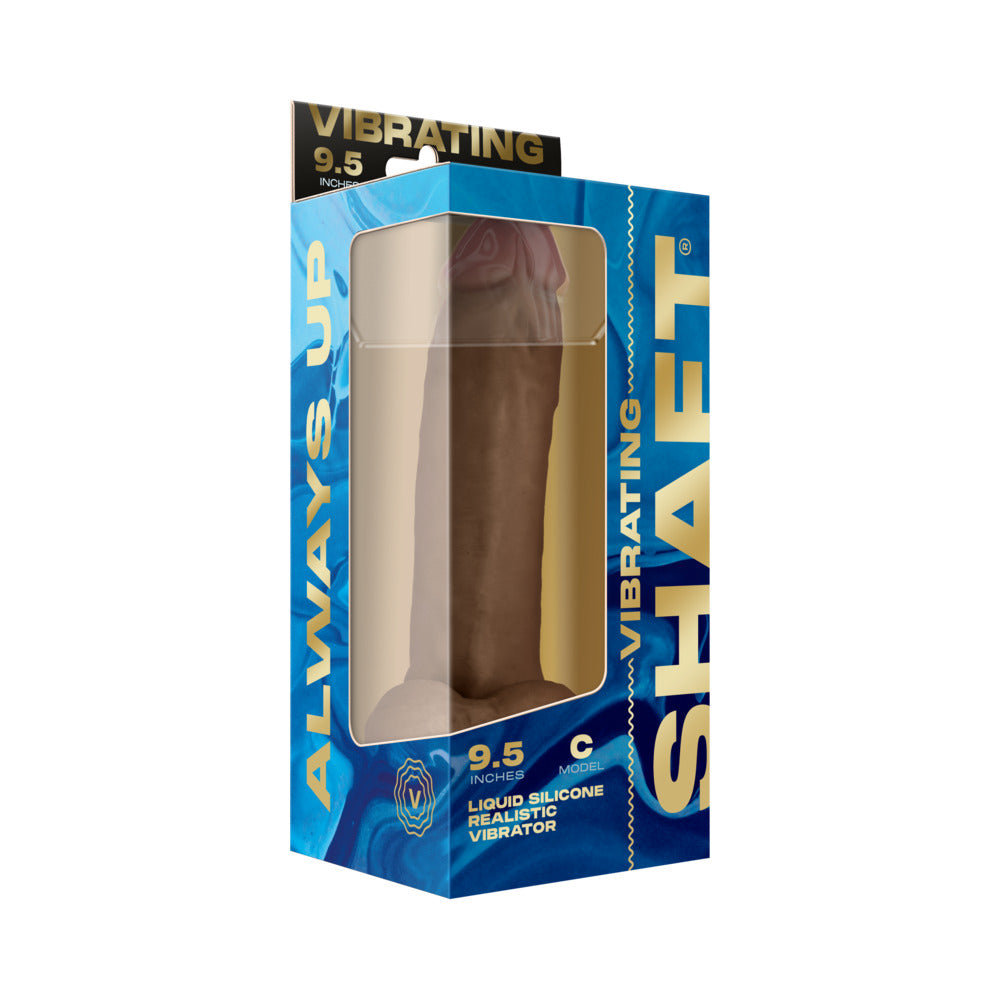 Shaft Vibrating Model C: 9.5 inches Dual Density Silicone Dildo Oak